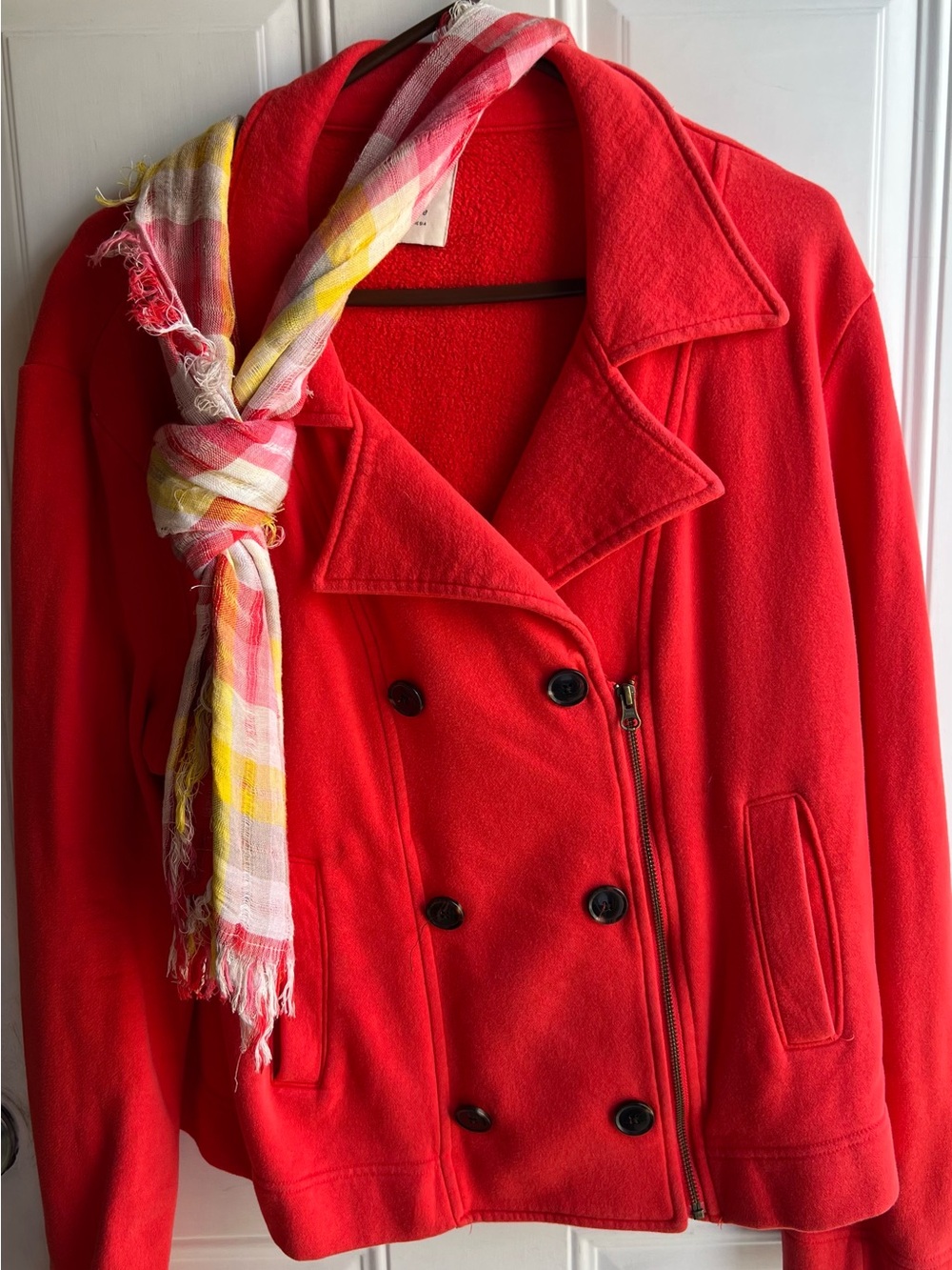 Old Navy Orange Double-Breasted Peacoat with Side Zip